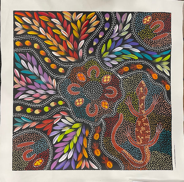 #101 Women hunting Bush Tucker - JACINTA NUMINA : Aboriginal Art 64 x 65cm