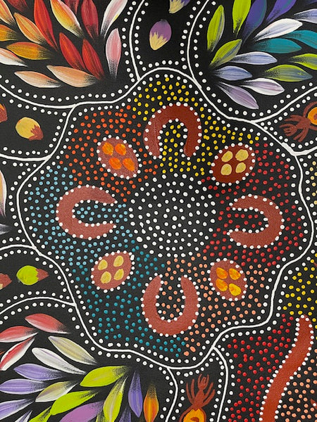 #101 Women hunting Bush Tucker - JACINTA NUMINA : Aboriginal Art 64 x 65cm