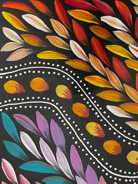 #101 Women hunting Bush Tucker - JACINTA NUMINA : Aboriginal Art 64 x 65cm