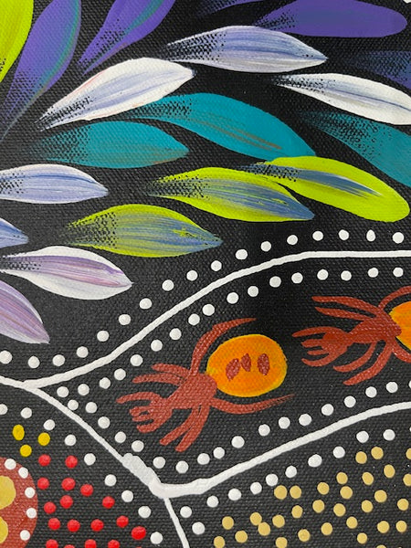 #101 Women hunting Bush Tucker - JACINTA NUMINA : Aboriginal Art 64 x 65cm