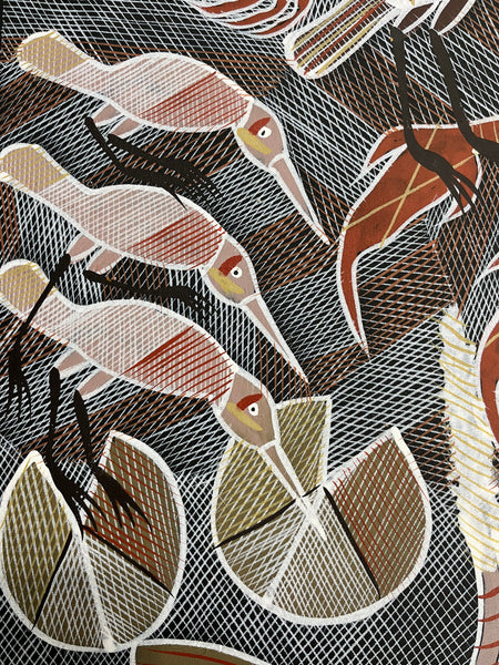 #258 Kangaroo at the Billabong - EDDIE BLITNER : Aboriginal Art : 72cm x 100cm