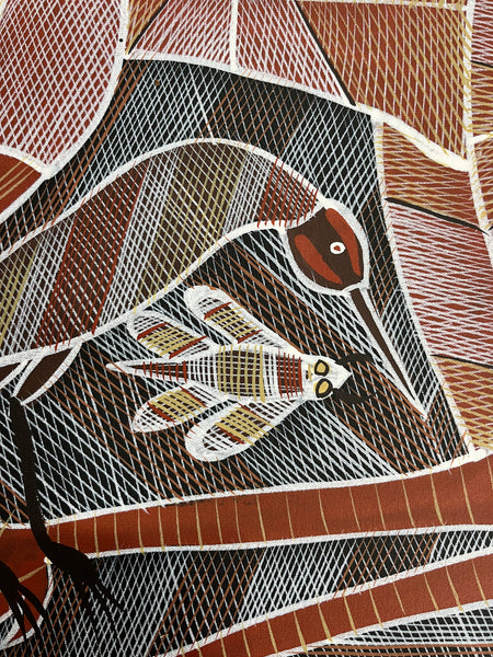 #258 Kangaroo at the Billabong - EDDIE BLITNER : Aboriginal Art : 72cm x 100cm