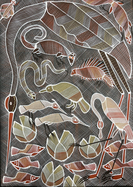 #31 Billabong Dreaming - EDDIE BLITNER : Aboriginal Art: 72cm x 100cm