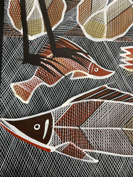#393 Billabong Dreaming - EDDIE BLITNER : Aboriginal Art: 72cm x 100cm