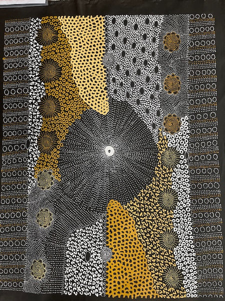 #56 Water Dreaming - Ngapa (Earth)- JANET LONG NAKAMARRA: Aboriginal Art: 102 x 80cm