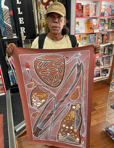 #86 Mimi Spirit Fishing EDDIE BLITNER : Aboriginal Art : 66 x 115cm