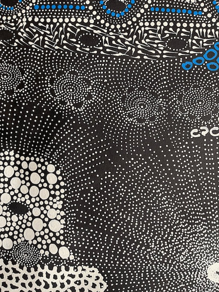 #284  Water Dreaming - Ngapa (Blue)- JANET LONG NAKAMARRA: Aboriginal Art: 83x94cm