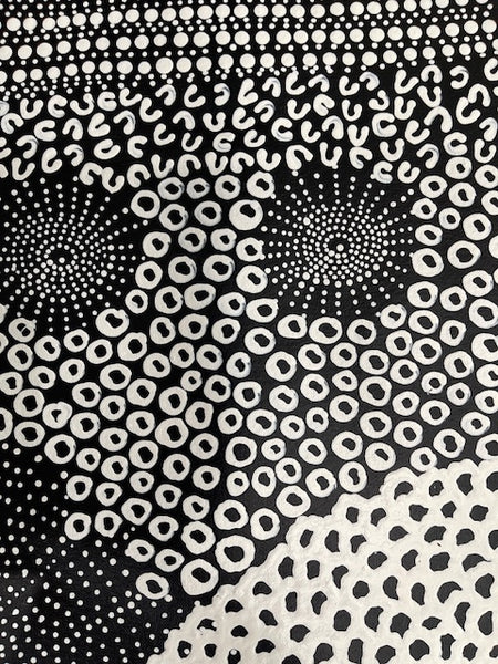 #12  Water Dreaming - Ngapa (White)- JANET LONG NAKAMARRA: Aboriginal Art: 96 c89cm