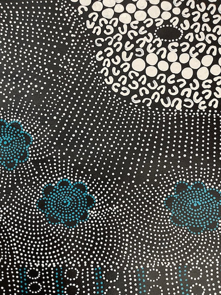 #144 Water Dreaming - Ngapa (Earth)- JANET LONG NAKAMARRA: Aboriginal Art: 91 x 96cm