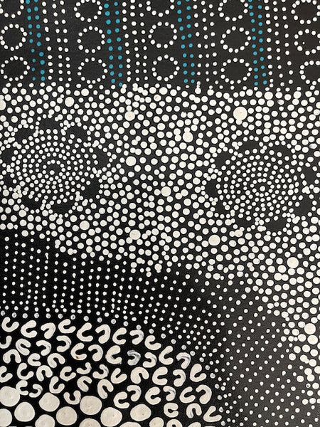 #144 Water Dreaming - Ngapa (Earth)- JANET LONG NAKAMARRA: Aboriginal Art: 91 x 96cm