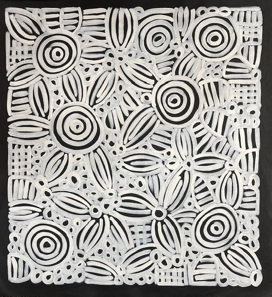 #123 Women's Body Design (Blk/Whte)  LOUISE NUMINA : Aboriginal Art: 96x89cm