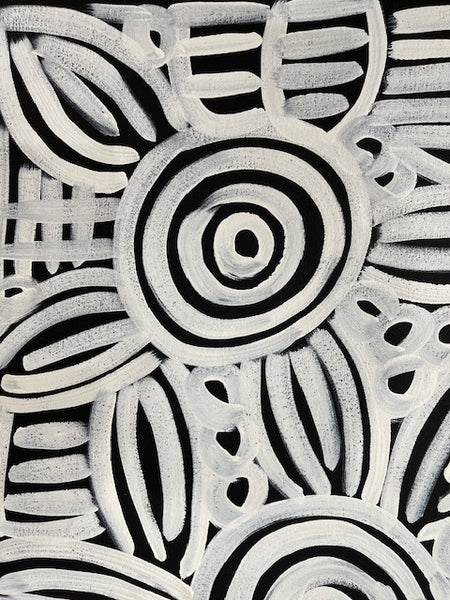 #123 Women's Body Design (Blk/Whte)  LOUISE NUMINA : Aboriginal Art: 96x89cm