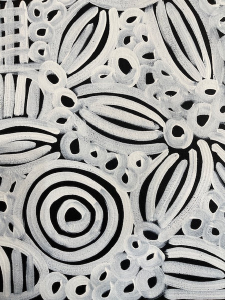 #123 Women's Body Design (Blk/Whte)  LOUISE NUMINA : Aboriginal Art: 96x89cm