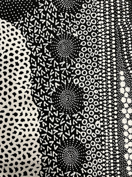 #73 Water Dreaming - Ngapa (Monochrome) JANET LONG NAKAMARRA: Aboriginal Art: 70cm x 100cm