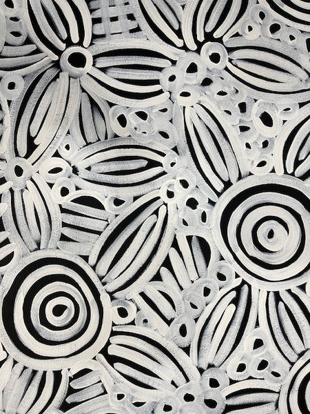 #123 Women's Body Design (Blk/Whte)  LOUISE NUMINA : Aboriginal Art: 96x89cm