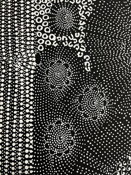 #73 Water Dreaming - Ngapa (Monochrome) JANET LONG NAKAMARRA: Aboriginal Art: 70cm x 100cm