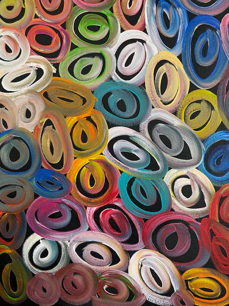 #345 Waterholes (Multi)  - LOUISE NUMINA : Aboriginal Art: 96 x 82 cm