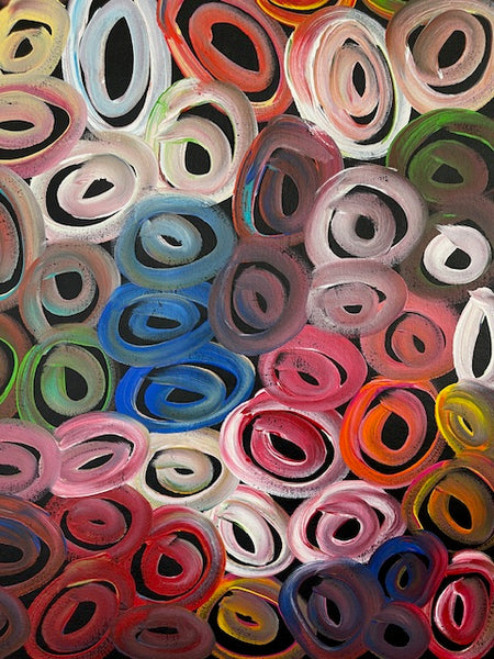 #345 Waterholes (Multi)  - LOUISE NUMINA : Aboriginal Art: 96 x 82 cm