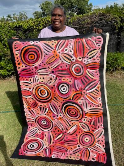 #278 Women's Body Design - Ceremony (Pinks) LOUISE NUMINA : Aboriginal Art:  95x143cm