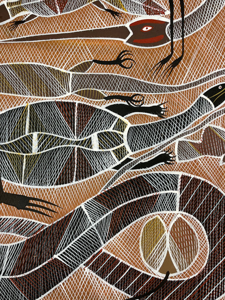 #348 Rainbow Serpent Dreaming  - EDDIE BLITNER : Aboriginal Art : 152cm x 88cm