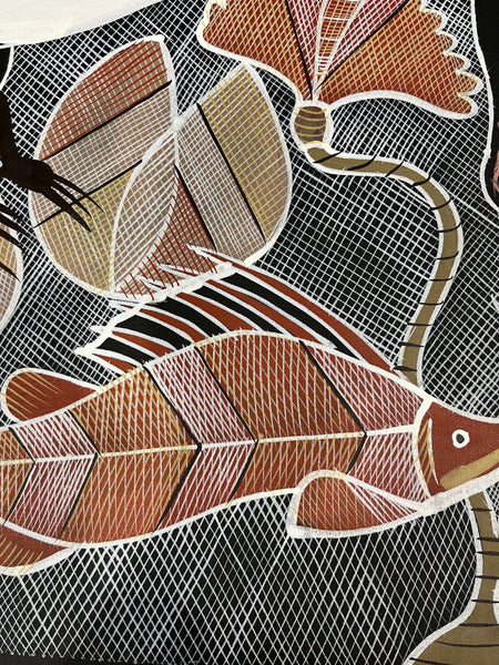 #305 Magpie Geese Dreaming  - EDDIE BLITNER : Aboriginal Art : 100cm x 72cm