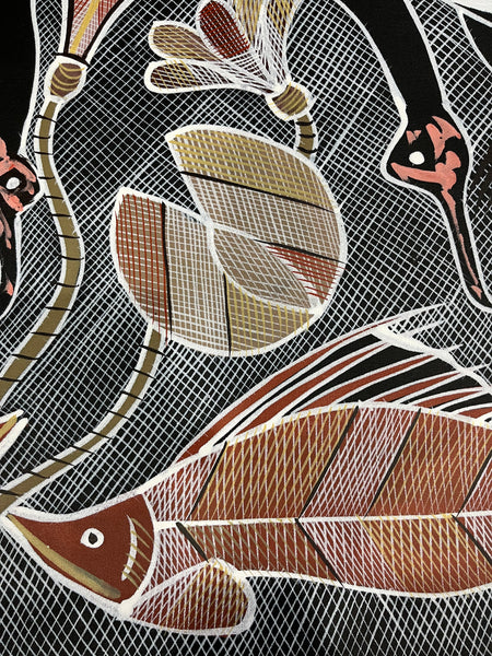 #305 Magpie Geese Dreaming  - EDDIE BLITNER : Aboriginal Art : 100cm x 72cm