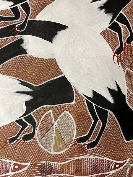 #392 Magpie Geese Dreaming  - EDDIE BLITNER : Aboriginal Art: 152cm x 88xm