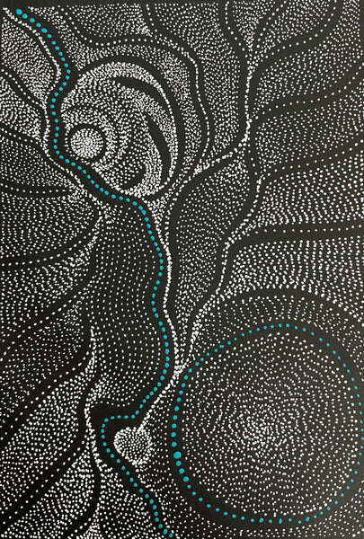 #283 Waterhole, Soakage & Sandhills  ANNA PETYARRE: Aboriginal Art:  52cm x 36cm