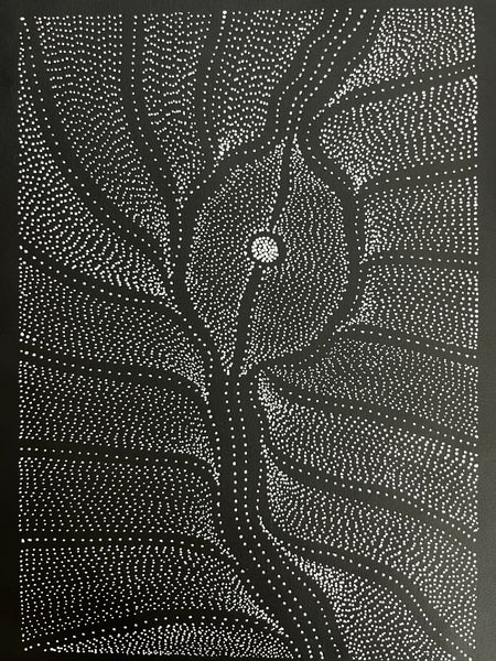 #255 Waterhole,Soakage & Sandhills  ANNA PETYARRE: Aboriginal Art:  52cm x 36cm