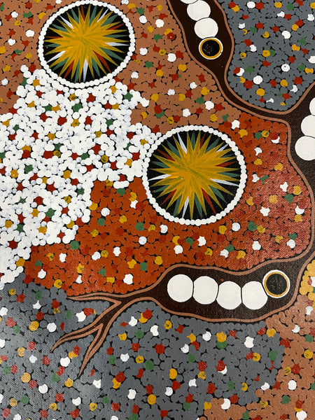 #184  Witchetty Grub Dreaming - JONATHAN HOCKLEY - Aboriginal Art:  90cm x 42cm