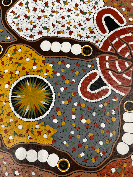 #184  Witchetty Grub Dreaming - JONATHAN HOCKLEY - Aboriginal Art:  90cm x 42cm