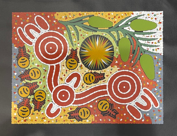 #117 Bush Tucker Dreaming - JONATHAN HOCKLEY - Aboriginal Art: 40 x 30cm