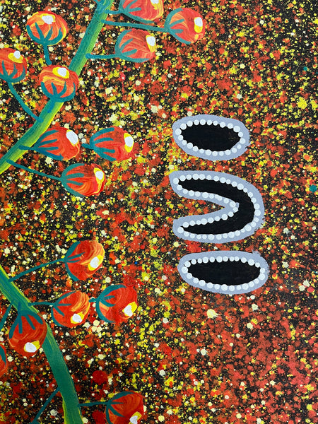 #320 Collecting Bush Fruits - REGGIE SULTAN : Desert Art : 66cm x89cm