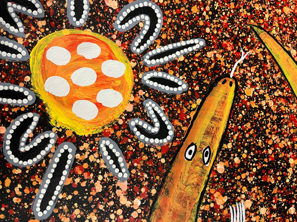 #306 Goanna Dreaming - REGGIE SULTAN : Desert Art : 95cm x 68cm