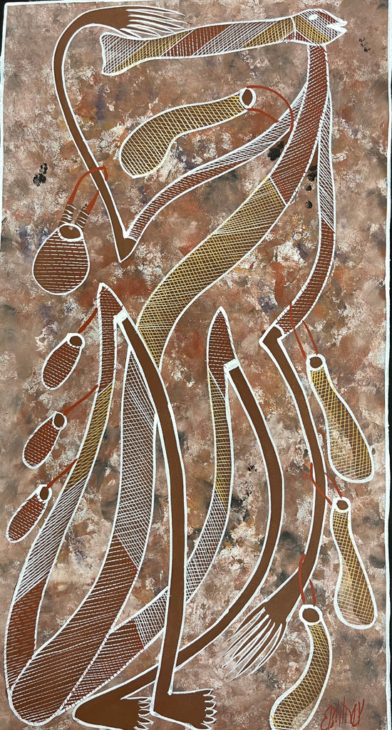 #235 Mimi Spirit with Dilly Bags - EDDIE BLITNER : Aboriginal Art : 90cm x 50cm