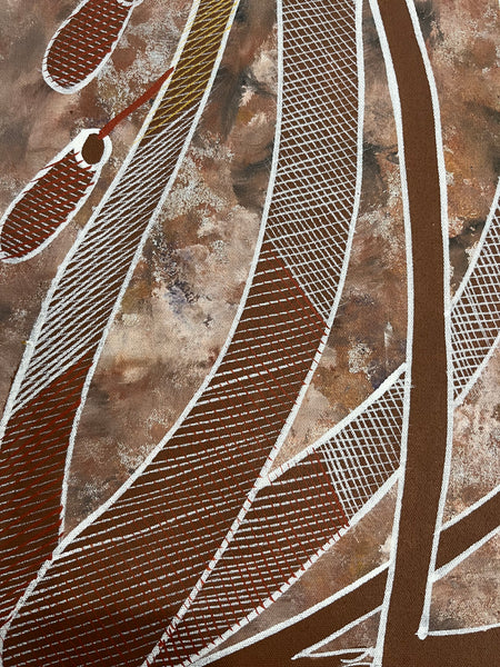 #235 Mimi Spirit with Dilly Bags - EDDIE BLITNER : Aboriginal Art : 90cm x 50cm