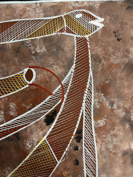 #235 Mimi Spirit with Dilly Bags - EDDIE BLITNER : Aboriginal Art : 90cm x 50cm