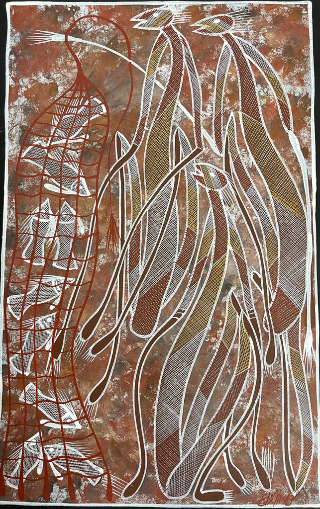 #131 Mimi Spirits Fishing - EDDIE BLITNER : Aboriginal Art : 47cm x 74cm