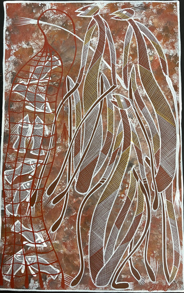 #131 Mimi Spirits Fishing - EDDIE BLITNER : Aboriginal Art : 47cm x 74cm