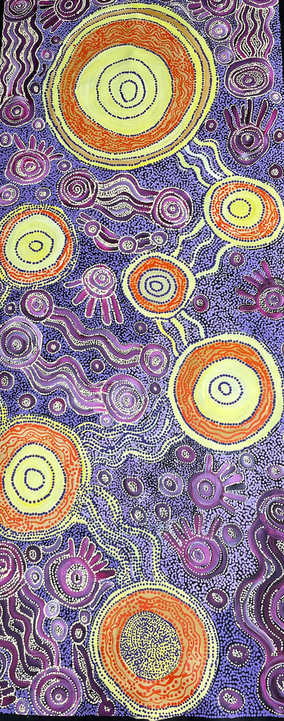 #351 Seven Sisters Dreaming - JOANNE KEN Aboriginal Art: 84cm x 200cm
