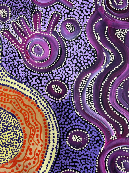 #351 Seven Sisters Dreaming - JOANNE KEN Aboriginal Art: 84cm x 200cm