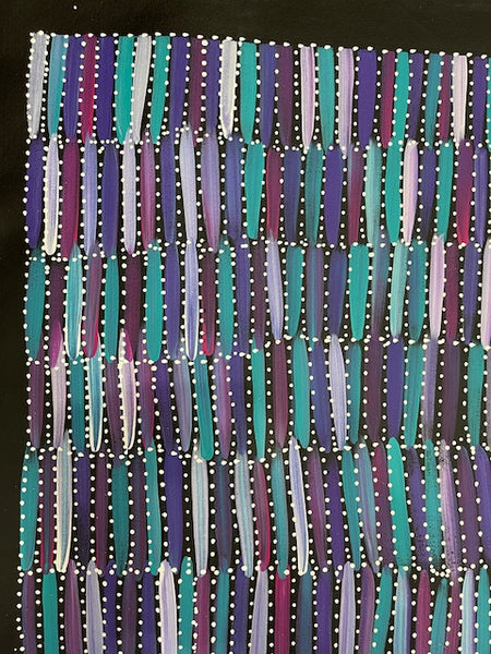 #17 Seeded Bush Yams (Plum)- SELINA NUMINA : Aboriginal Art: 80 x 92cm