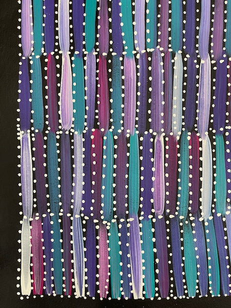 #17 Seeded Bush Yams (Plum)- SELINA NUMINA : Aboriginal Art: 80 x 92cm