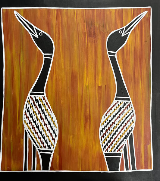 #116 Brolga Dreaming - BIANCA GANAMBARR Aboriginal Art: 44cm x 46cm