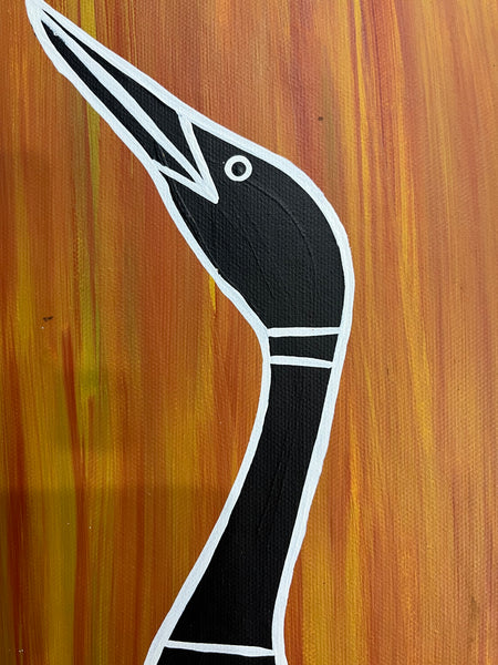 #116 Brolga Dreaming - BIANCA GANAMBARR Aboriginal Art: 44cm x 46cm