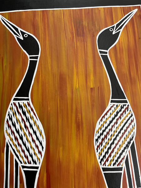 #116 Brolga Dreaming - BIANCA GANAMBARR Aboriginal Art: 44cm x 46cm