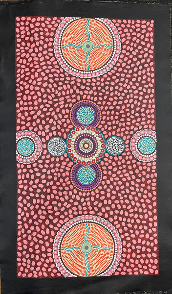 #367 ALIARA BIRD After the Rain (Pink) : Aboriginal Art: 62x103cm