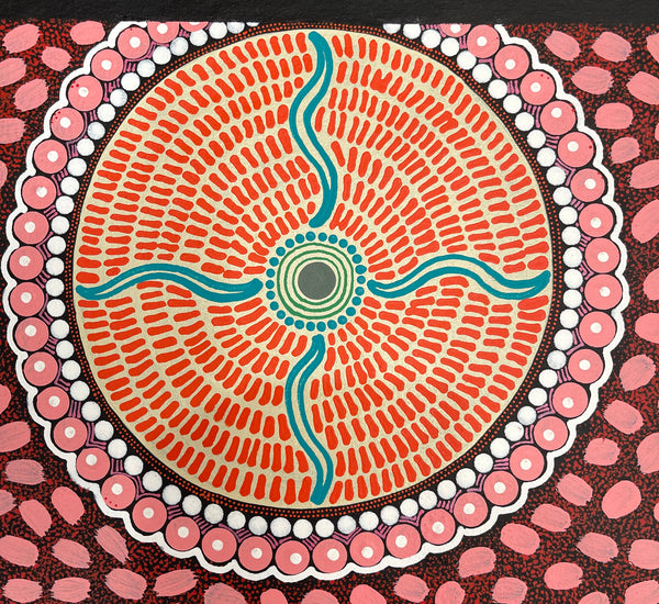 #367 ALIARA BIRD After the Rain (Pink) : Aboriginal Art: 62x103cm