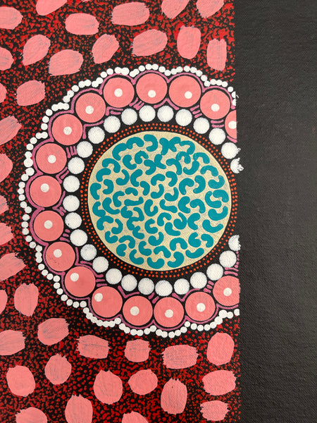 #367 ALIARA BIRD After the Rain (Pink) : Aboriginal Art: 62x103cm