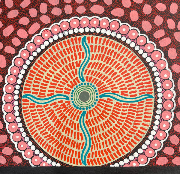 #367 ALIARA BIRD After the Rain (Pink) : Aboriginal Art: 62x103cm